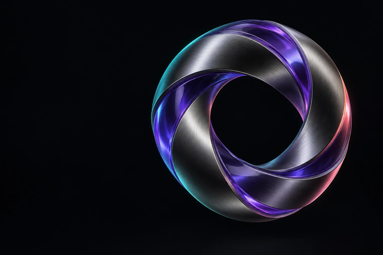 Printi campaign artwork: a continuous titanium and violet ribbon ring